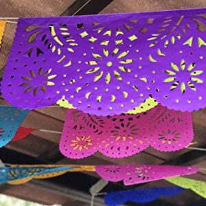 Fiesta Brands 50 Panel Pack. Mexican Papel Picado Banner.Colores de Primavera.Over 75 feet Long for Maximum Coverage. Vibrant Colors Tissue Paper. Medium Size Panels. Multicolored Flowers Design