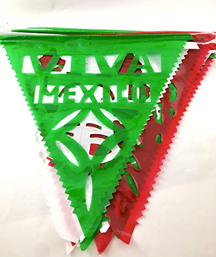 70 ft Long Mexican 42 Flags Pennant Banner. Banderines,Plastic Papel Picado for Fiesta Party Decorations Multicolor, Cinco de Mayo Celebrations