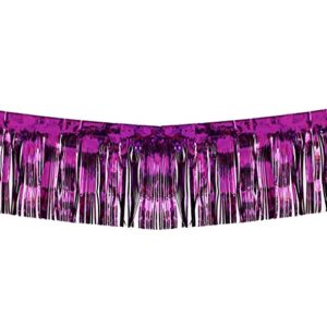 blukey 10 feet by 15 inch purple foil fringe garland, shiny metallic tinsel banner ideal for parade floats, bridal shower, wedding, birthday, christmas – wall ceiling hanging fringe drapes