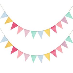 juland 24 flags multicolor pennant banner triangle flag bunting for party hanging festivals decoration imitated burlap pennant triangle flags banner