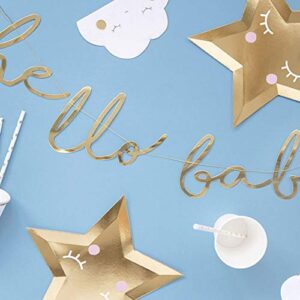 luck gold ‘hello baby’ banner bunting – baby shower 70cm
