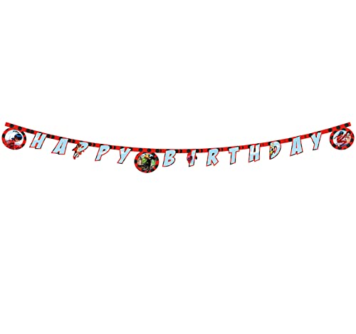 Procos PR91350 Garland Happy Birthday Ladybug, Multi-Coloured, Taglia Unica