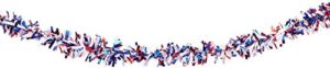 beistle 50281-rwb metallic festooning garland, 4″ x 15′, red/white/blue