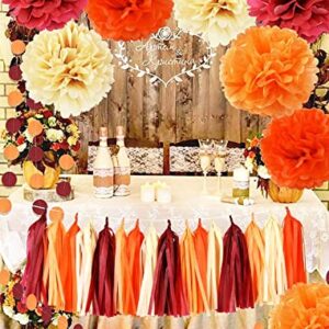 Fall Bridal Shower Decorations/Burgundy Fall Birthday Decorations Women/Burgundy Orange Champagne Party Decorations/Fall Wedding Decorations Maroon Burgundy Wedding/Thanksgving Party Decorations