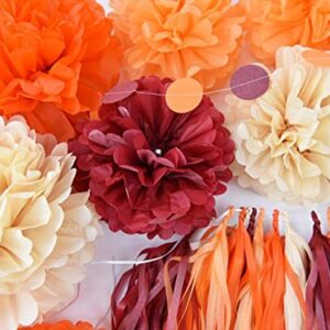 Fall Bridal Shower Decorations/Burgundy Fall Birthday Decorations Women/Burgundy Orange Champagne Party Decorations/Fall Wedding Decorations Maroon Burgundy Wedding/Thanksgving Party Decorations