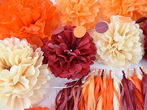 Fall Bridal Shower Decorations/Burgundy Fall Birthday Decorations Women/Burgundy Orange Champagne Party Decorations/Fall Wedding Decorations Maroon Burgundy Wedding/Thanksgving Party Decorations