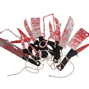7.5 ft long paper bloody splatter halloween horror scary metallic butcher knife chainsaw weapon killer tools garland party decoration haunted house banner