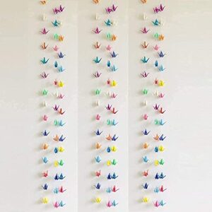 5strings 75pcs 5.9″ origami paper cranes garlands waterproof iridescent premade origami birds streamer for kids birthday rustic wedding valentine’s day paper birds party supplies (multi color, 5.9″)