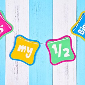 It's My 1/2 Birthday Banner Half Year Old Six Months Birthday Garland Bunting Banner for Baby Shower Decoration 3.28ft Length, Colorful, Easy Joy