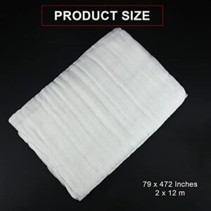 79 x 472 Inch Halloween Creepy Cloth Spooky Cheesecloth Gauze Hanging Cloth for Scary Party Supplies Haunted House Doorway Stairway Window Table Wall Home Yard Outdoor Decorations (White)