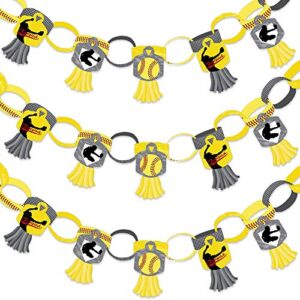 big dot of happiness grand slam – fastpitch softball – 90 chain links and 30 paper tassels decoration kit – birthday party or baby shower paper chains garland – 21 feet