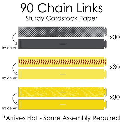 Big Dot of Happiness Grand Slam - Fastpitch Softball - 90 Chain Links and 30 Paper Tassels Decoration Kit - Birthday Party or Baby Shower Paper Chains Garland - 21 feet