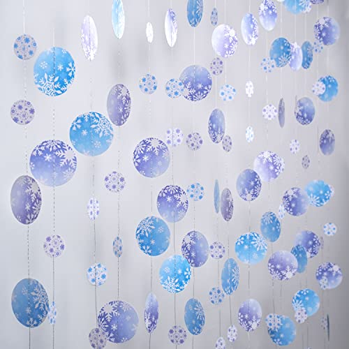 Blue Purple Snowflake Garland for Christmas Decoration Winter Wonderland Frozen Theme Party Hanging Decorations Snow Flake streamer banner backdrop for New Year Wedding Birthday Bridal Baby Shower