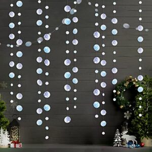 Blue Purple Snowflake Garland for Christmas Decoration Winter Wonderland Frozen Theme Party Hanging Decorations Snow Flake streamer banner backdrop for New Year Wedding Birthday Bridal Baby Shower