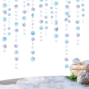 Blue Purple Snowflake Garland for Christmas Decoration Winter Wonderland Frozen Theme Party Hanging Decorations Snow Flake streamer banner backdrop for New Year Wedding Birthday Bridal Baby Shower