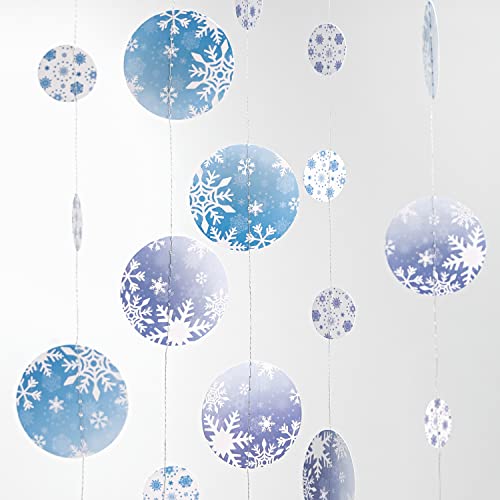 Blue Purple Snowflake Garland for Christmas Decoration Winter Wonderland Frozen Theme Party Hanging Decorations Snow Flake streamer banner backdrop for New Year Wedding Birthday Bridal Baby Shower