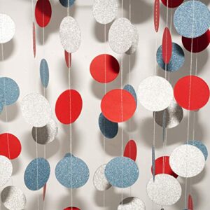 4th of July Independence Day Party Hanging Garlands National Day Patriotic American Theme Birthday Party Baby Shower Red Blue White Streamers Ceiling Hangings Decorations, 26ft
