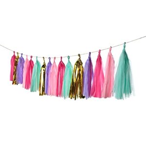 25 PCS Tissue Paper Tassel DIY Party Garland Decor for All Events & Occasions(Unicorn Pastel)