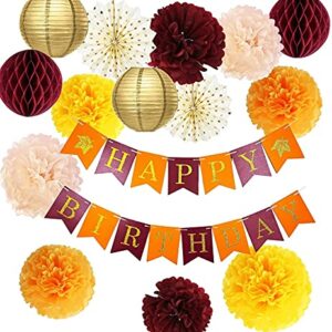 Fall Birthday Party Decorations/Burgundy Orange Birthday Party Decorations/Thanksgiving Table Decor Maroon Burgundy Yellow Women 30th/40th/50th/60th/70th Burgundy Orange Birthday Party Decorations