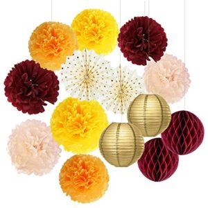 Fall Birthday Party Decorations/Burgundy Orange Birthday Party Decorations/Thanksgiving Table Decor Maroon Burgundy Yellow Women 30th/40th/50th/60th/70th Burgundy Orange Birthday Party Decorations