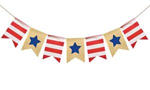 fakteen american independence day red white and blue stars banner for 4th of july decorations garland usa rustic patriotic bunting