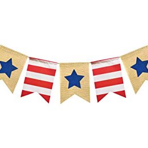 FAKTEEN American Independence Day Red White and Blue Stars Banner for 4th of July Decorations Garland USA Rustic Patriotic Bunting