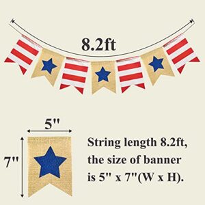 FAKTEEN American Independence Day Red White and Blue Stars Banner for 4th of July Decorations Garland USA Rustic Patriotic Bunting