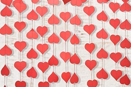 Red heart garland - Heart garland - Valentines day heart garland - Paper garland - Wedding decoration - Bridal shower