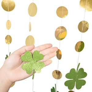 Green Gold Tinsel Foil Fringe Curtain Backdrop Shamrock Clover Garland Kit for St Patrick’s Day Decorations Irish Party Decoration Spring Wedding Engagement Birthday Party Supplies