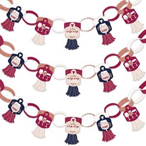 Big Dot of Happiness But First, Wine - 90 Chain Links and 30 Paper Tassels Decoration Kit - Wine Tasting Party Paper Chains Garland - 21 feet