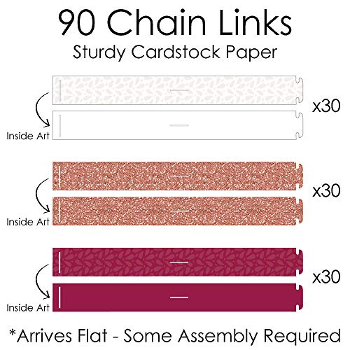 Big Dot of Happiness But First, Wine - 90 Chain Links and 30 Paper Tassels Decoration Kit - Wine Tasting Party Paper Chains Garland - 21 feet