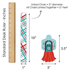 Big Dot of Happiness 50’s Sock Hop - 90 Chain Links and 30 Paper Tassels Decoration Kit - 1950s Rock N Roll Party Paper Chains Garland - 21 feet