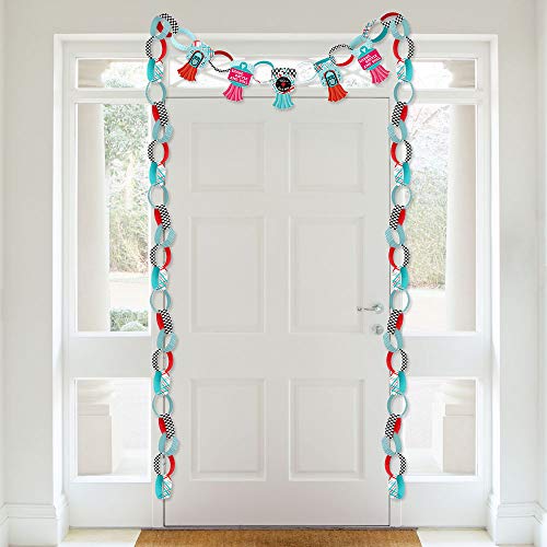 Big Dot of Happiness 50’s Sock Hop - 90 Chain Links and 30 Paper Tassels Decoration Kit - 1950s Rock N Roll Party Paper Chains Garland - 21 feet