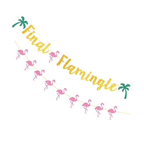 Flamingo Bachelorette Party Decoration Supplies: Glitter Final Flamingle Banner 2pcs Tropical Hawaii Luau Party Photo Prop