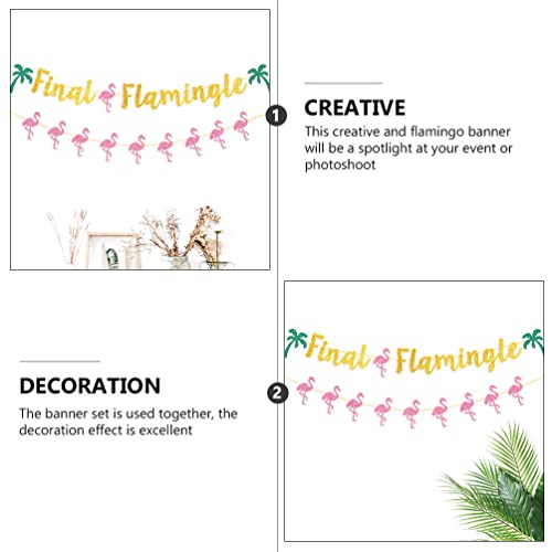 Flamingo Bachelorette Party Decoration Supplies: Glitter Final Flamingle Banner 2pcs Tropical Hawaii Luau Party Photo Prop