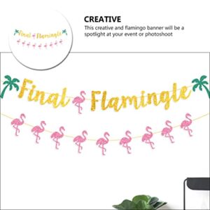 Flamingo Bachelorette Party Decoration Supplies: Glitter Final Flamingle Banner 2pcs Tropical Hawaii Luau Party Photo Prop