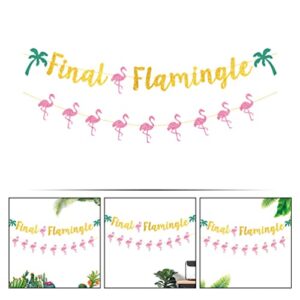 Flamingo Bachelorette Party Decoration Supplies: Glitter Final Flamingle Banner 2pcs Tropical Hawaii Luau Party Photo Prop