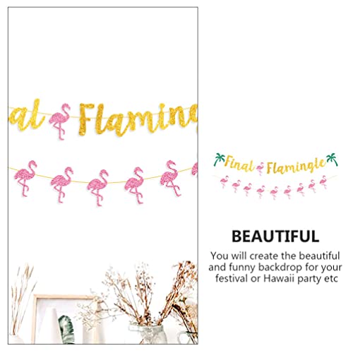 Flamingo Bachelorette Party Decoration Supplies: Glitter Final Flamingle Banner 2pcs Tropical Hawaii Luau Party Photo Prop