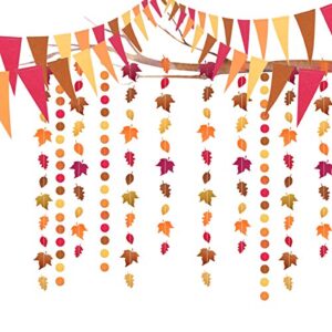 autumn theme garland fall bunting banners autumn leaf paper garland hanging streamers thanksgiving party decoration for baby shower kids room classroom showcase holiday wedding