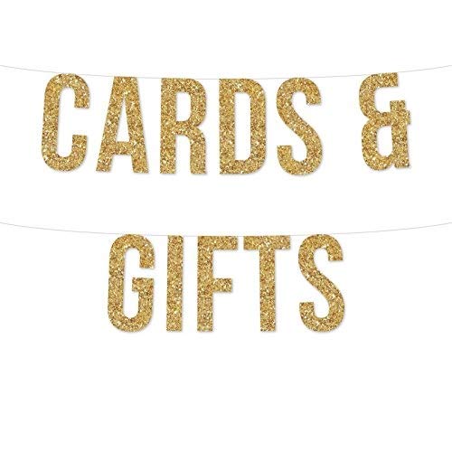 Andaz Press Real Glitter Paper Pennant Hanging Banner, Cards & Gifts, Gold Glitter, Includes String, Pre-Strung, No Assembly Required, 1-Set