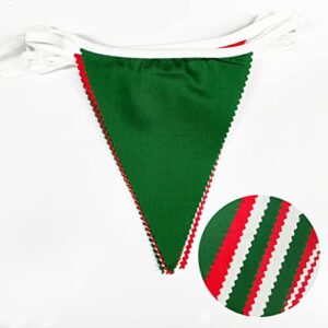 32Ft Red Green White Banner Party Decorations Christmas Triangle Flag Fabric Pennant Bunting Garland Streamers for Christmas Day X-mas Happy New Years Festivals Holiday Garden Hanging Decorations