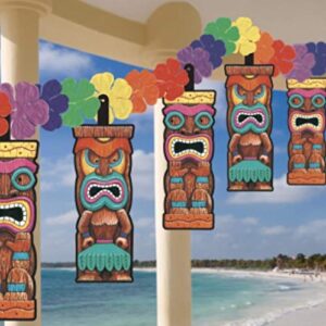 Amscan Tiki Flower Lei Garland Decoration, 7 1/2', Multicolor