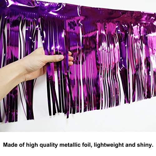 Blukey 10 Feet by 15 Inch Purple Foil Fringe Garland - Pack of 6 | Shiny Metallic Tinsel Banner | Ideal for Parade Floats, Bachelorette, Wedding, Birthday, Christmas | Wall Hanging Drapes