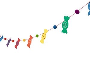 sweet rainbow- candy garland | pom pom | candy shop theme | birthday party, baby shower | girls, boys, room, nursery, wall decor | candy bunting | dessert party | pompom garland | rainbow party supply