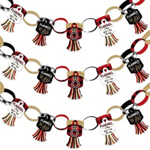 big dot of happiness flannel fling before the ring – 90 chain links and 30 paper tassels decoration kit – buffalo plaid bachelorette party paper chains garland – 21 feet