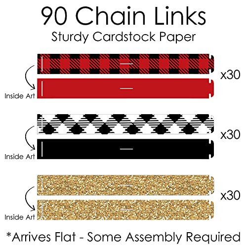 Big Dot of Happiness Flannel Fling Before the Ring - 90 Chain Links and 30 Paper Tassels Decoration Kit - Buffalo Plaid Bachelorette Party Paper Chains Garland - 21 feet