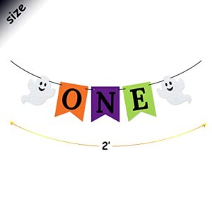 Halloween One Banner High Chair Banner The Spooky One Cake Topper for Spooky Halloween 1st Birthday Decorations