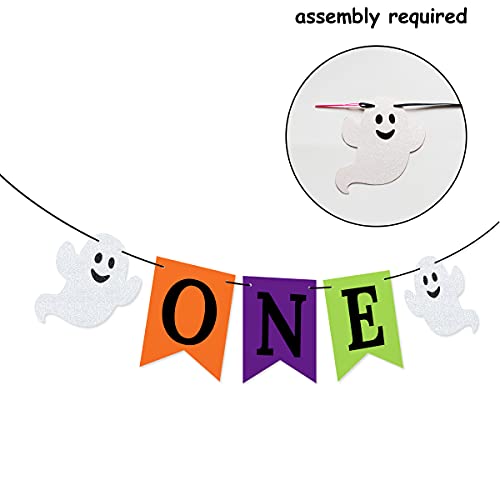 Halloween One Banner High Chair Banner The Spooky One Cake Topper for Spooky Halloween 1st Birthday Decorations