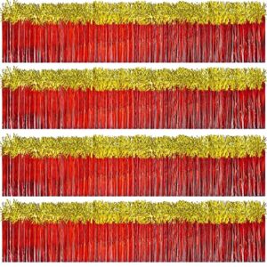 10 pcs graduation parade float decorations, include foil fringe garland set of 4 and metallic twist garland set of 6, car decorations for congrats grad (cute red and gold)