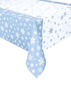 snowflakes holiday plastic tablecloth, 84″ x 54″